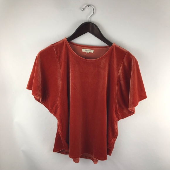 Madewell Velvet Butterfly Top on Burnt Orange NWT - Picture 3 of 8